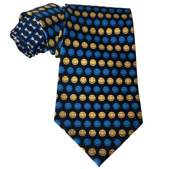 Vicky Davis Novelty Neck Tie Happy Hour Emoticons Graphic All Silk Korea - Picture 9 of 12